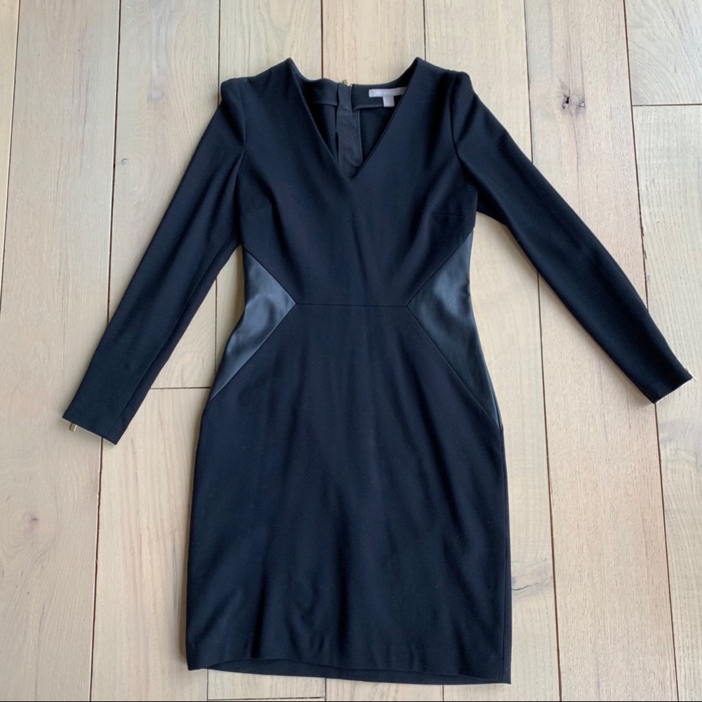 B A N A N A  R E P U B L I C// black+leather dress